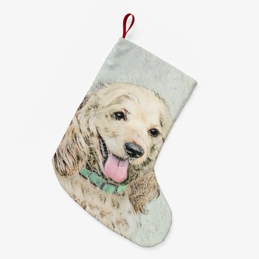 Cocker Spaniel Buff-schildering - Oorspronkelijke  Kleine Kerstsok (Voorkant (Hangend))