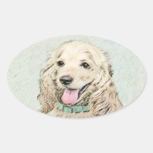 Cocker Spaniel Buff-schildering - Oorspronkelijke  Ovale Sticker (Voorkant)