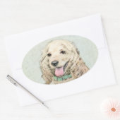 Cocker Spaniel Buff-schildering - Oorspronkelijke  Ovale Sticker (Envelop)