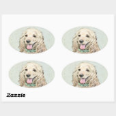 Cocker Spaniel Buff-schildering - Oorspronkelijke  Ovale Sticker (Vel)