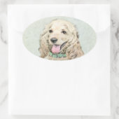 Cocker Spaniel Buff-schildering - Oorspronkelijke  Ovale Sticker (Tas)