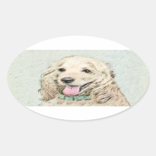 Cocker Spaniel Buff-schildering - Oorspronkelijke  Ovale Sticker