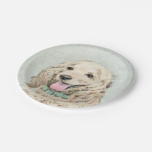 Cocker Spaniel Buff-schildering - Oorspronkelijke  Papieren Bordje (Gekanteld)