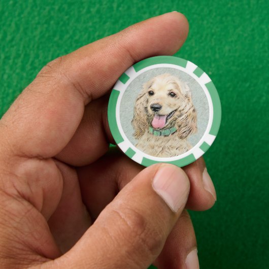 Cocker Spaniel Buff-schildering - Oorspronkelijke Poker Chips (Hand)
