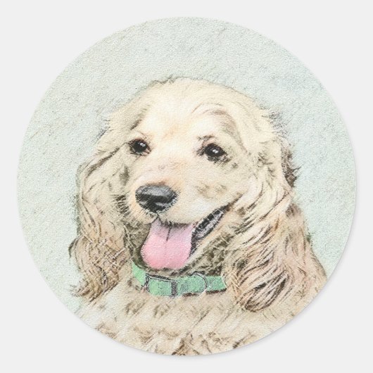Cocker Spaniel Buff-schildering - Oorspronkelijke  Ronde Sticker (Voorkant)