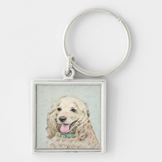 Cocker Spaniel Buff-schildering - Oorspronkelijke Sleutelhanger (Voorkant)