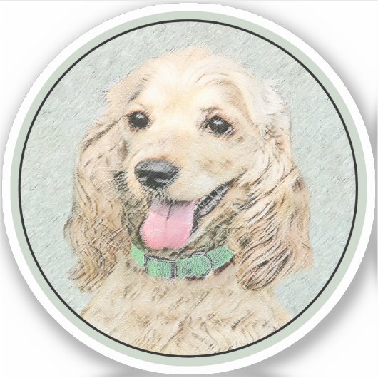 Cocker Spaniel Buff-schildering - Oorspronkelijke Sticker (Voorkant)