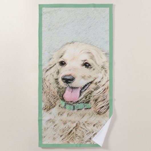 Cocker Spaniel Buff-schildering - Oorspronkelijke Strandlaken (Voorkant)