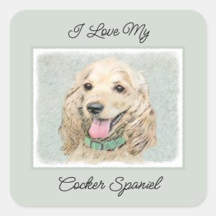 Cocker Spaniel Buff-schildering - Oorspronkelijke Vierkante Sticker