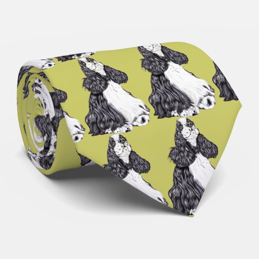 Cocker Spaniel BW Parti Stropdas (Opgerold)