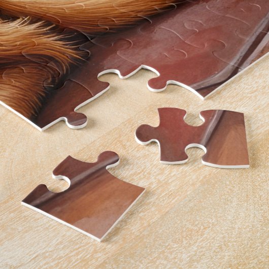 Cocker Spaniel by Fireplace with Christmas Lights Legpuzzel (Zijkant)