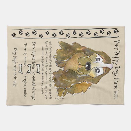 Cocker Spaniel Cartoon Dog Quotes Keuken Handdoek (Horizontaal)