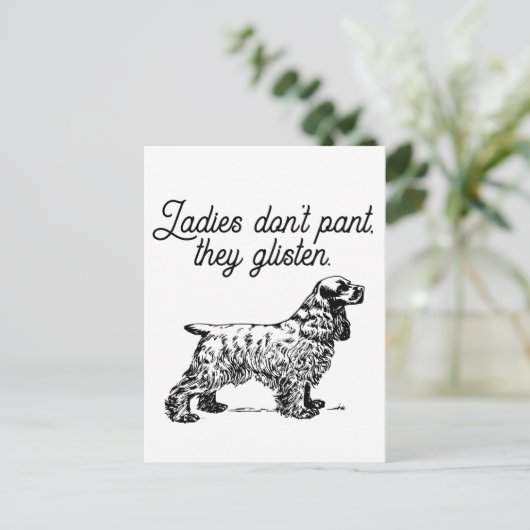 Cocker Spaniel Cartoon met grappige Pet Joke Briefkaart (Staand voorkant)