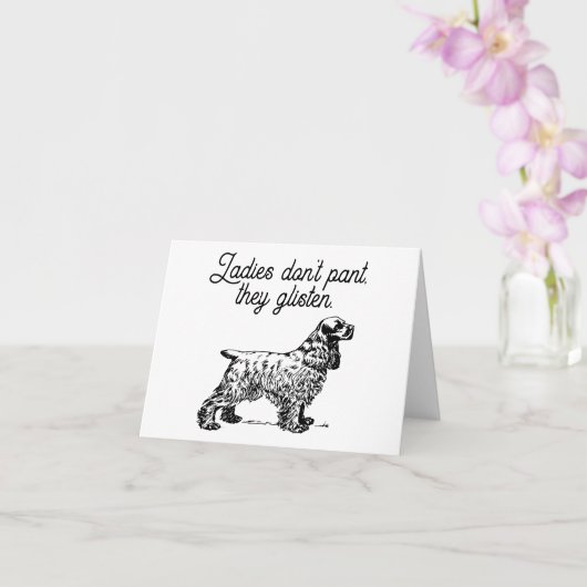 Cocker Spaniel Cartoon met grappige Pet Joke Kaart (Orchidee)