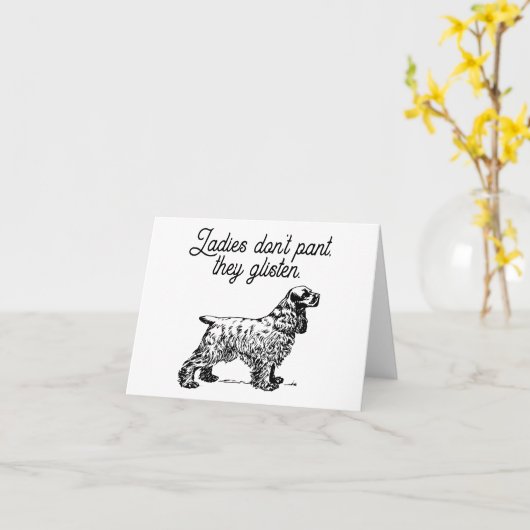 Cocker Spaniel Cartoon met grappige Pet Joke Kaart (Gele Bloem)