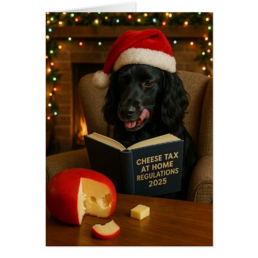 Cocker spaniel  'Cheese Tax' Christmas card (Voorkant)