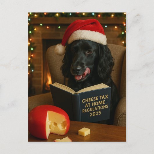Cocker spaniel  'Cheese Tax' Christmas postcard Briefkaart (Voorkant)