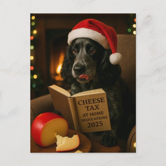 Cocker spaniel  'Cheese Tax' Christmas postcard Briefkaart (Voorkant)