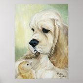 "Cocker Spaniel & Chick" Dog Art Print (Voorkant)