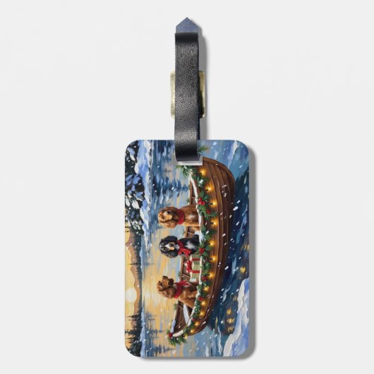 Cocker Spaniel Christmas Boat Holiday Bagagelabel (Achterkant verticaal)