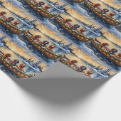 Cocker Spaniel Christmas Boat Holiday Cadeaupapier (Hoek)