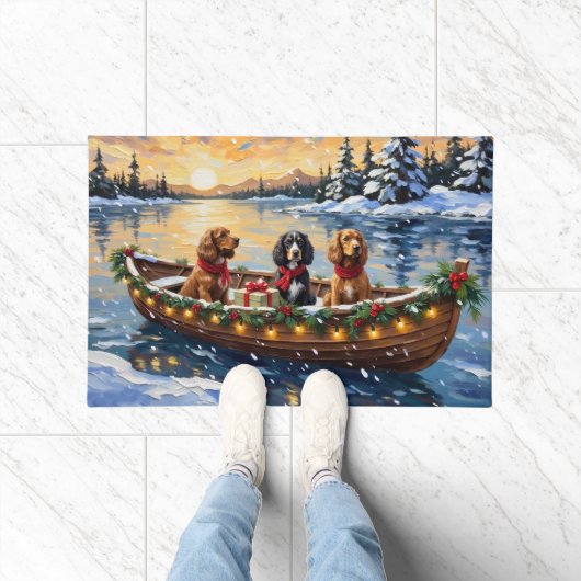 Cocker Spaniel Christmas Boat Holiday Deurmat (Binnen)