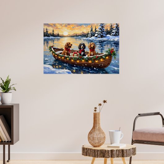 Cocker Spaniel Christmas Boat Holiday Poster (Woonkamer 3)