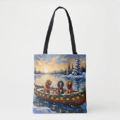 Cocker Spaniel Christmas Boat Holiday Tote Bag (Voorkant)