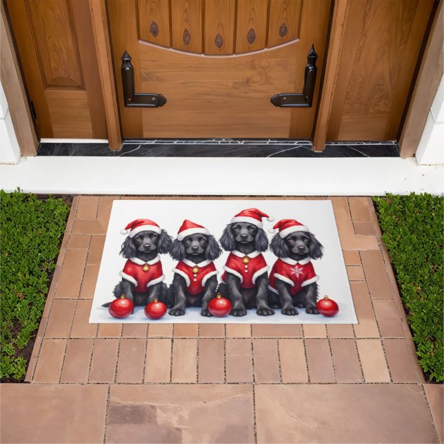 Cocker Spaniel Christmas Dress Santa Hat Deurmat (Buiten)