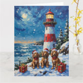 Cocker Spaniel Christmas Lighthouse Holiday Kaart (Gele Bloem)