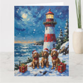 Cocker Spaniel Christmas Lighthouse Holiday Kaart (Voorkant)