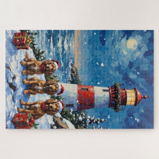 Cocker Spaniel Christmas Lighthouse Holiday Legpuzzel (Horizontaal)