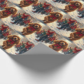 Cocker Spaniel Christmas Parade Holiday Painting Cadeaupapier (Hoek)