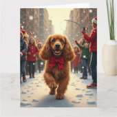 Cocker Spaniel Christmas Parade Holiday Painting Kaart (Voorkant)