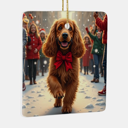 Cocker Spaniel Christmas Parade Holiday Painting Keramisch Ornament (Rechts)