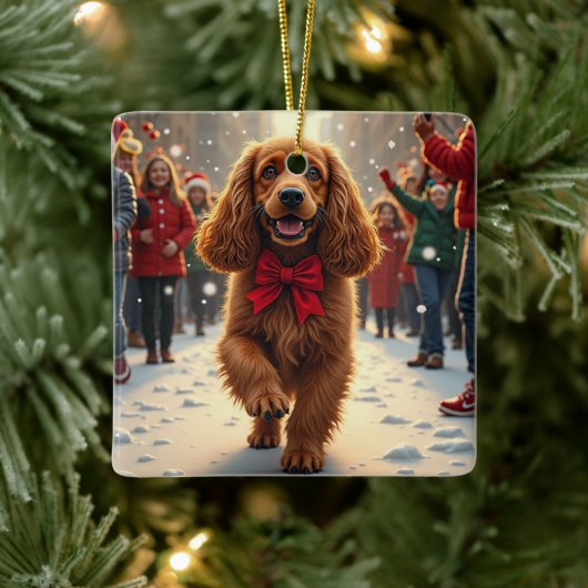 Cocker Spaniel Christmas Parade Holiday Painting Keramisch Ornament (Boom)