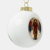 Cocker Spaniel Christmas Parade Holiday Painting Keramische Bal Ornament (Links)
