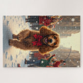 Cocker Spaniel Christmas Parade Holiday Painting Legpuzzel (Horizontaal)