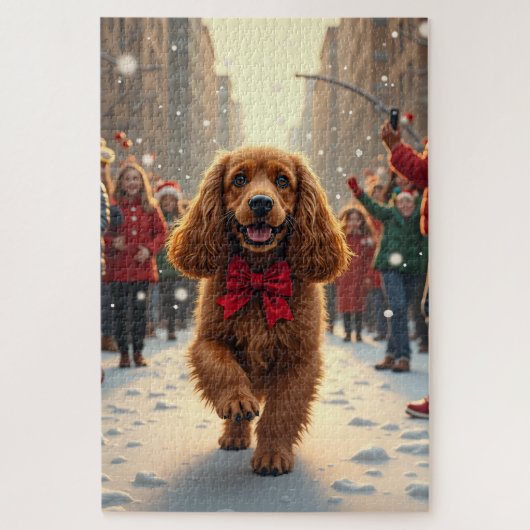 Cocker Spaniel Christmas Parade Holiday Painting Legpuzzel (Verticaal)