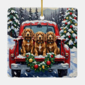 Cocker Spaniel Christmas Red Truck Holiday Keramisch Ornament (Achterkant)