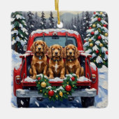 Cocker Spaniel Christmas Red Truck Holiday Keramisch Ornament (Voorkant)
