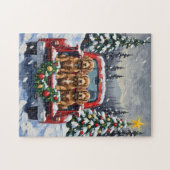 Cocker Spaniel Christmas Red Truck Holiday Legpuzzel (Horizontaal)