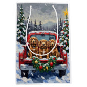 Cocker Spaniel Christmas Red Truck Holiday Medium Cadeauzakje (Voorkant)
