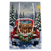 Cocker Spaniel Christmas Red Truck Holiday Medium Cadeauzakje (Achterkant)