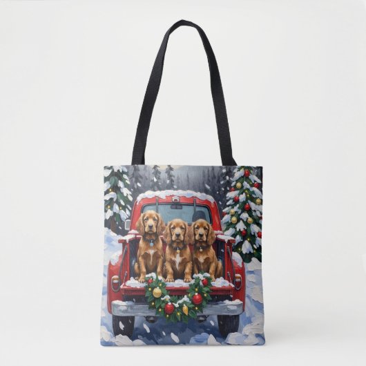 Cocker Spaniel Christmas Red Truck Holiday Tote Bag (Voorkant)