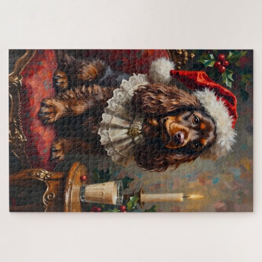 Cocker Spaniel Classical Christmas Portrait Hat Legpuzzel (Horizontaal)
