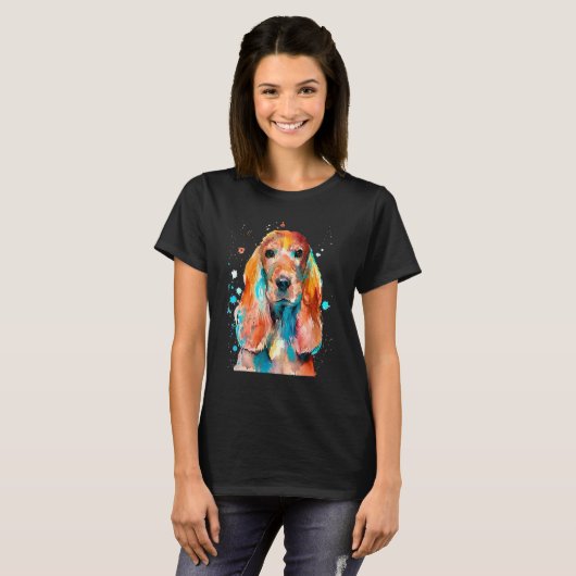Cocker Spaniel Cockerspaniel Waterverf Grafisch De T-shirt (Voorkant volledig)