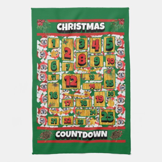 Cocker Spaniel Countdown Kerst Adventskalender Theedoek (Verticaal)