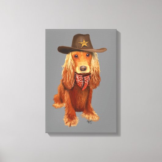 Cocker Spaniel Cowboy Canvas Afdruk (Voorkant)