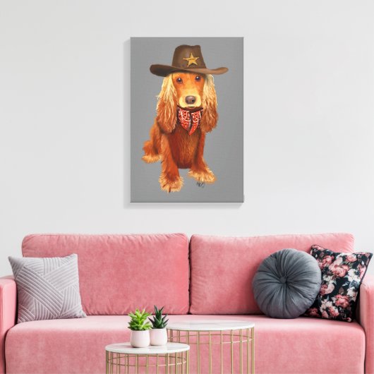 Cocker Spaniel Cowboy Canvas Afdruk (Insitu (Woonkamer))